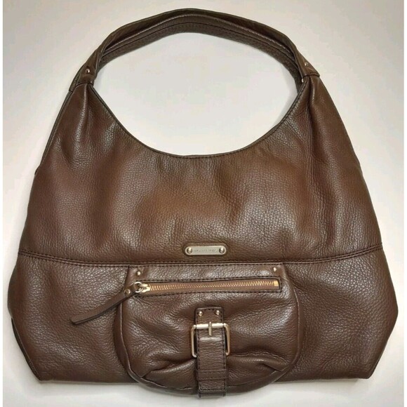 MICHAEL KORS Fulton Dark Brown SOFT Pebbled Leather Shoulder Bag Hobo Tote - Picture 1 of 16